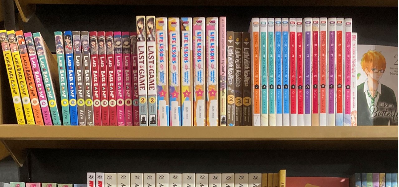 Comic books on a bookshelf